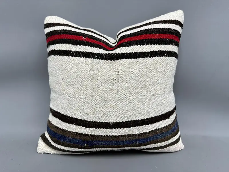 Pillow, Kilim Rug Pillow Case, Pillow for Sofa, 18x18 White Pillow Case, Throw Kilim Pillow, Personalized Gift Pillow Pillow, Handmade Kilim Cushion - 1