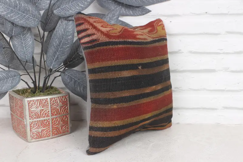 Pillow for Sofa, Vintage Kilim Pillow, Handmade Throw Cushion Case, 12x12 Red Pillow, Muted Cushion, Gift Pillow, Pillow - 4