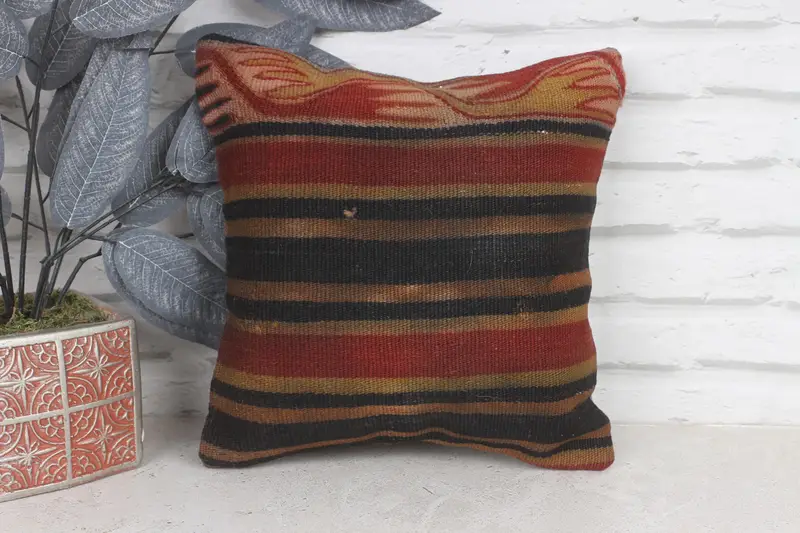 Pillow for Sofa, Vintage Kilim Pillow, Handmade Throw Cushion Case, 12x12 Red Pillow, Muted Cushion, Gift Pillow, Pillow - 1