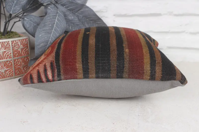 Pillow for Sofa, Vintage Kilim Pillow, Handmade Throw Cushion Case, 12x12 Red Pillow, Muted Cushion, Gift Pillow, Pillow - 5