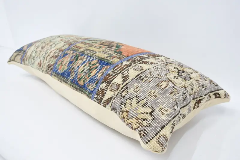 Decorative Cushion Case, Pillow, Gift Pillow, 16x36 Beige Cushion, Interior Designer Pillow, Handmade Kilim Cushion, Turkish Rugs Cushion - 5