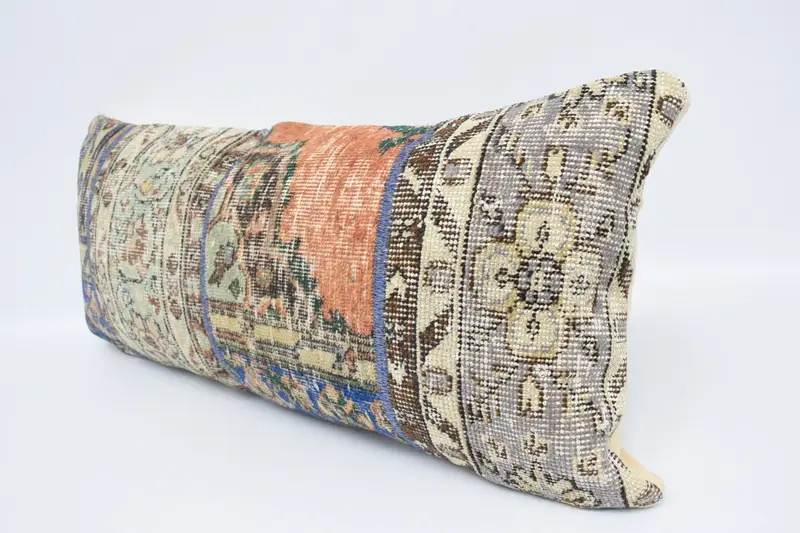 Decorative Cushion Case, Pillow, Gift Pillow, 16x36 Beige Cushion, Interior Designer Pillow, Handmade Kilim Cushion, Turkish Rugs Cushion - 4