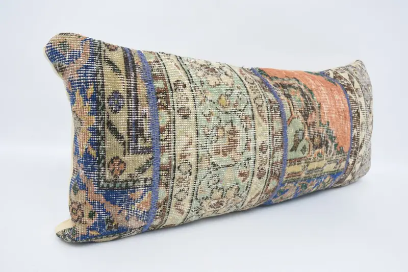 Decorative Cushion Case, Pillow, Gift Pillow, 16x36 Beige Cushion, Interior Designer Pillow, Handmade Kilim Cushion, Turkish Rugs Cushion - 3