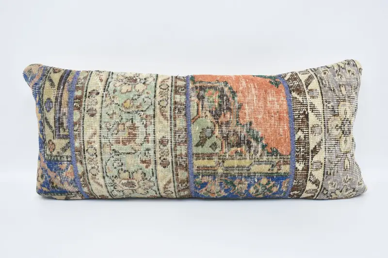 Decorative Cushion Case, Pillow, Gift Pillow, 16x36 Beige Cushion, Interior Designer Pillow, Handmade Kilim Cushion, Turkish Rugs Cushion - 1