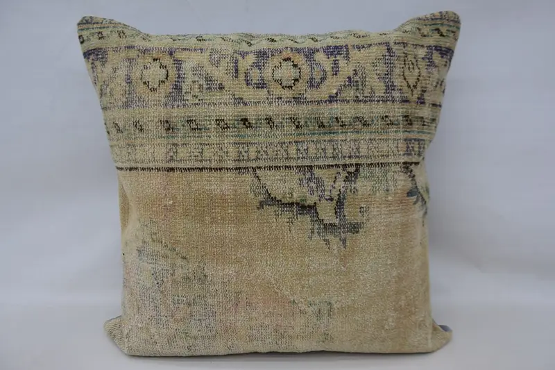 Cushion Case, Gift Pillow, 32x32 Beige Pillow, Pillow for Couch, Personalized Gift Pillow Pillow Cover, Ethnical Kilim Rug Pillow - 1