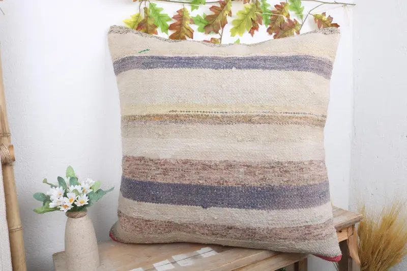 Pattern Throw Cushion, Antique Pillows, Natural Pillow, 24x24 White Pillow Sham, Turkish Pillow, Pillow Sham, Interior Designer Pillow - 4