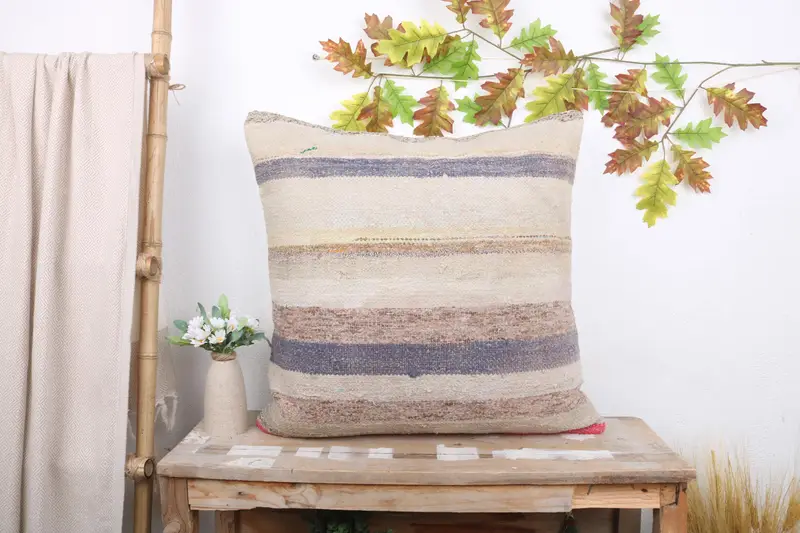 Pattern Throw Cushion, Antique Pillows, Natural Pillow, 24x24 White Pillow Sham, Turkish Pillow, Pillow Sham, Interior Designer Pillow - 1