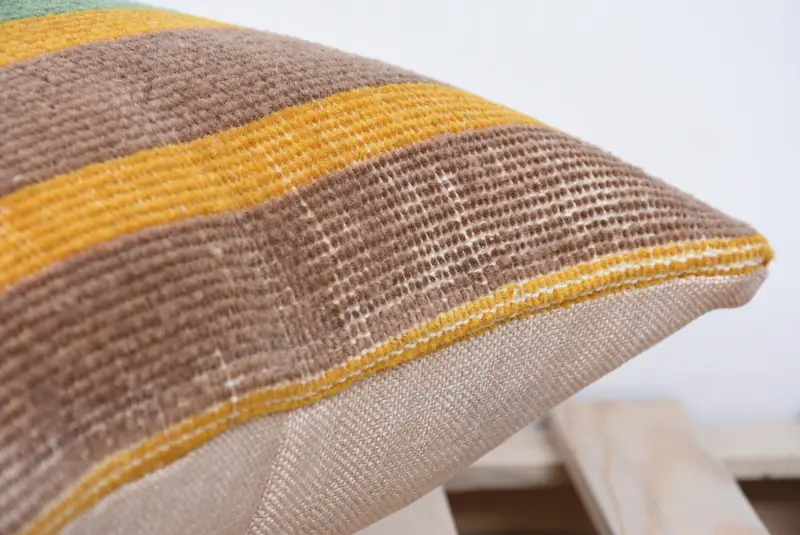 Gift Pillow, Kilim Pillow Cover, Yoga Cushion Case, 14x14 Yellow Pillow, Pillow Sham, Pastel Pillow Cover, Ethnical Kilim Rug Pillow - 7