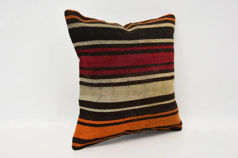 12x12 Brown Pillow Case, Ethnical Kilim Rug Pillow, Outdoor Cushion Cover, Pillow Case, Home Decor Pillow, Boho Pillow, Yoga Pillow Sham - 3