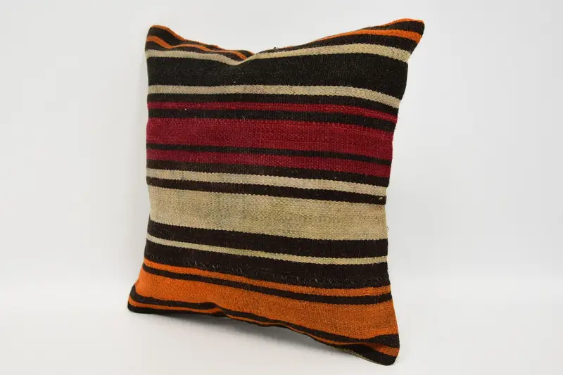 12x12 Brown Pillow Case, Ethnical Kilim Rug Pillow, Outdoor Cushion Cover, Pillow Case, Home Decor Pillow, Boho Pillow, Yoga Pillow Sham - 4