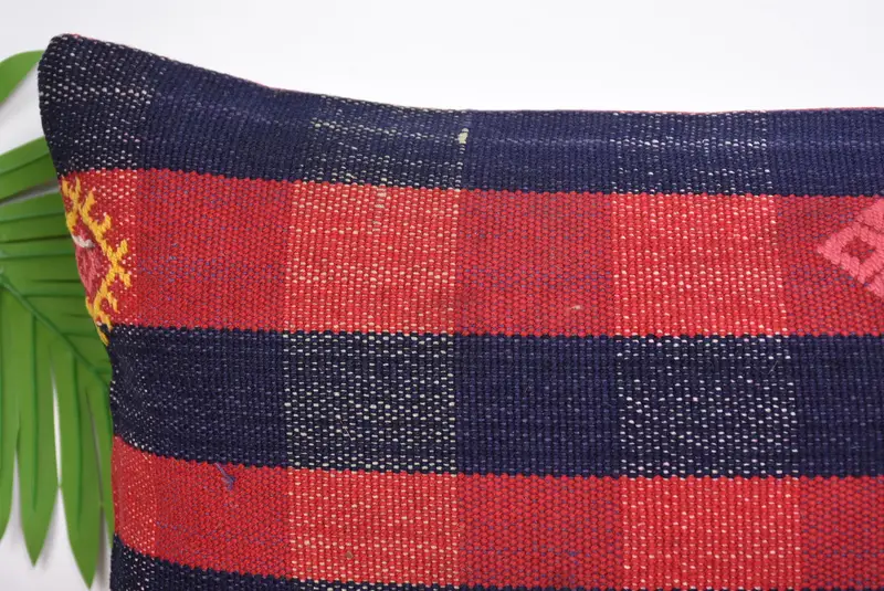 Vintage Pillow Case, Home Decor Pillow, Vintage Kilim Throw Pillow, Pillow Case, Bench Pillow Sham, 12x24 Red Pillow Case, Turkish Kilim Pillow - 2