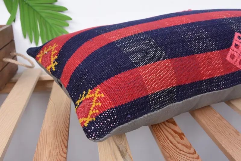 Vintage Pillow Case, Home Decor Pillow, Vintage Kilim Throw Pillow, Pillow Case, Bench Pillow Sham, 12x24 Red Pillow Case, Turkish Kilim Pillow - 6
