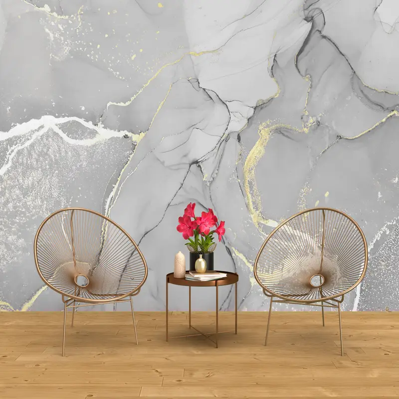3d Wall Paper, Modern Wall Decor, Wall Paper Peel and Stick, , Gray And Gold Wallpaper, Custom Wall Paper, Luxury Marble Mural, - 5