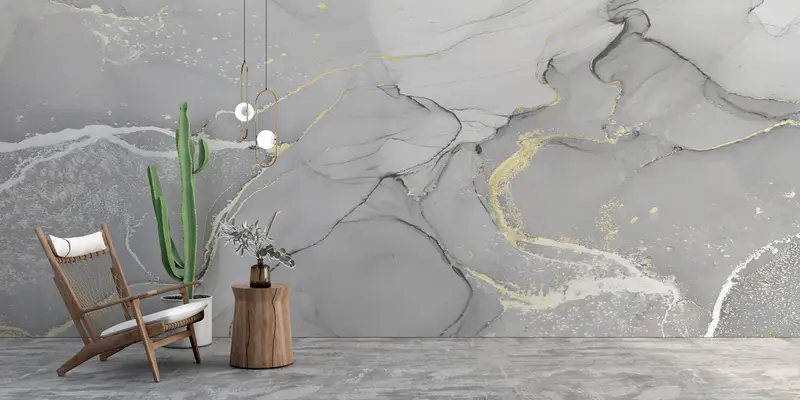 3d Wall Paper, Modern Wall Decor, Wall Paper Peel and Stick, , Gray And Gold Wallpaper, Custom Wall Paper, Luxury Marble Mural, - 3