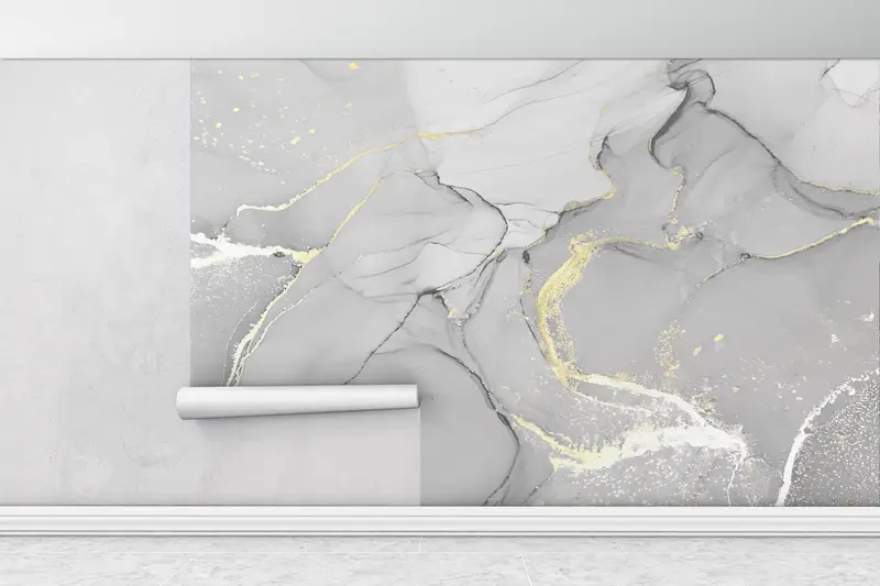 3d Wall Paper, Modern Wall Decor, Wall Paper Peel and Stick, , Gray And Gold Wallpaper, Custom Wall Paper, Luxury Marble Mural, - 1