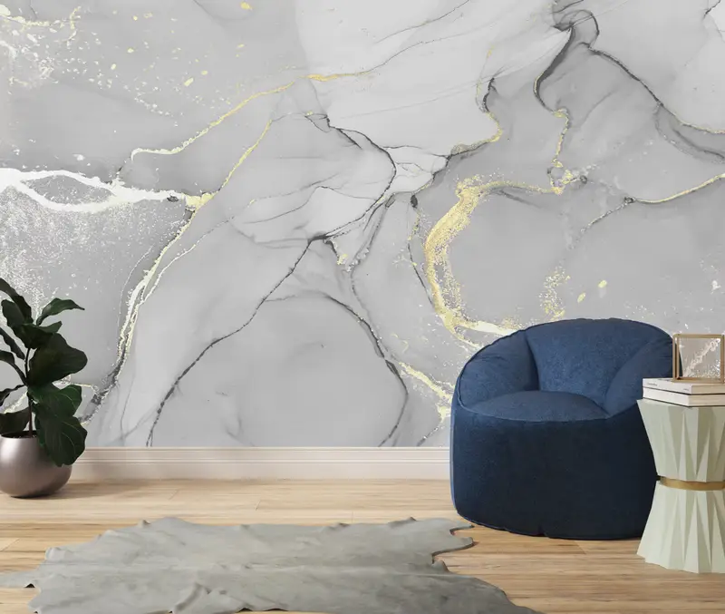 3d Wall Paper, Modern Wall Decor, Wall Paper Peel and Stick, , Gray And Gold Wallpaper, Custom Wall Paper, Luxury Marble Mural, - 2