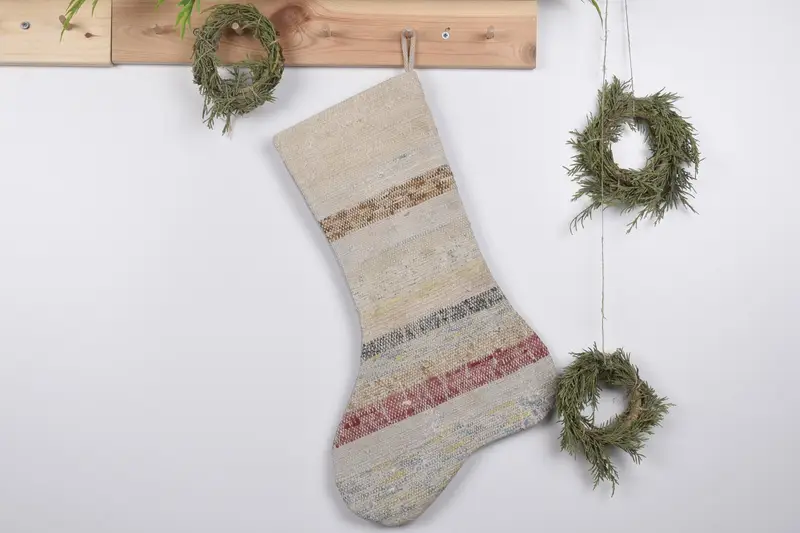 Patrón de adornos navideños festivos, calcetín navideño de 19 pulgadas de ancho