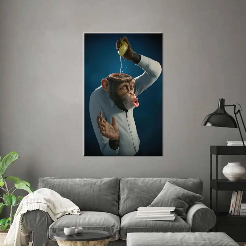 Monkey Canvas Art, Funny Monkey Art, Modern Canvas Decor, Man Cave, Canvas Wall Art, Monkey Wall Art, Wall Hanging Art, Monkey Lover Gift - 1