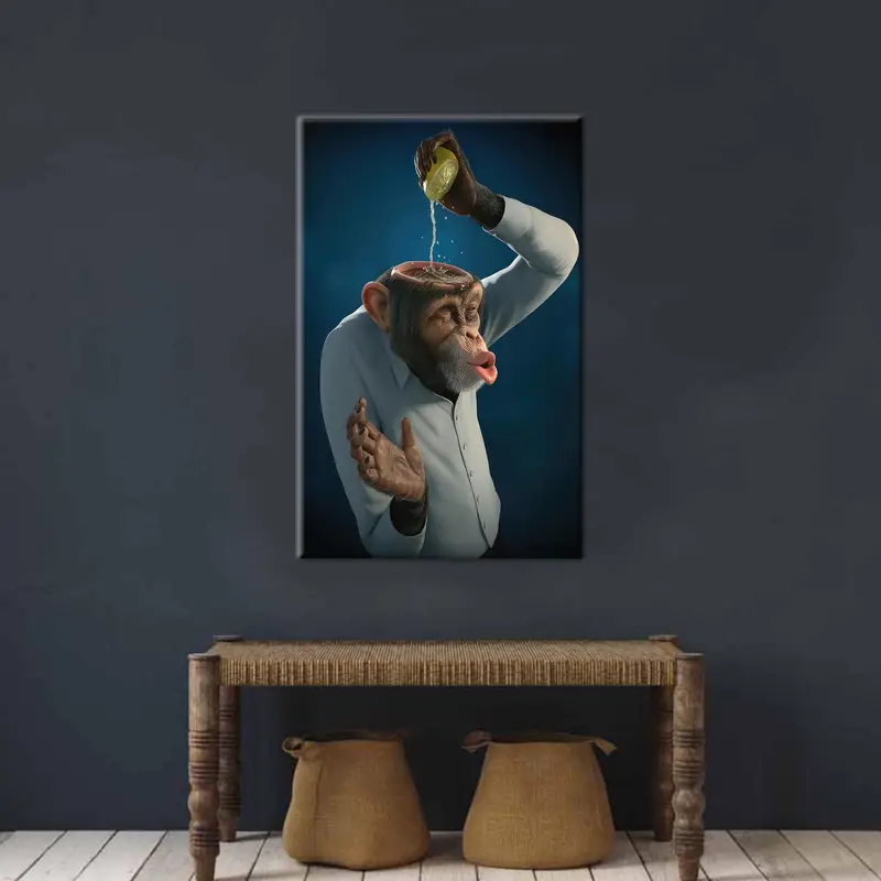 Monkey Canvas Art, Funny Monkey Art, Modern Canvas Decor, Man Cave, Canvas Wall Art, Monkey Wall Art, Wall Hanging Art, Monkey Lover Gift - 2
