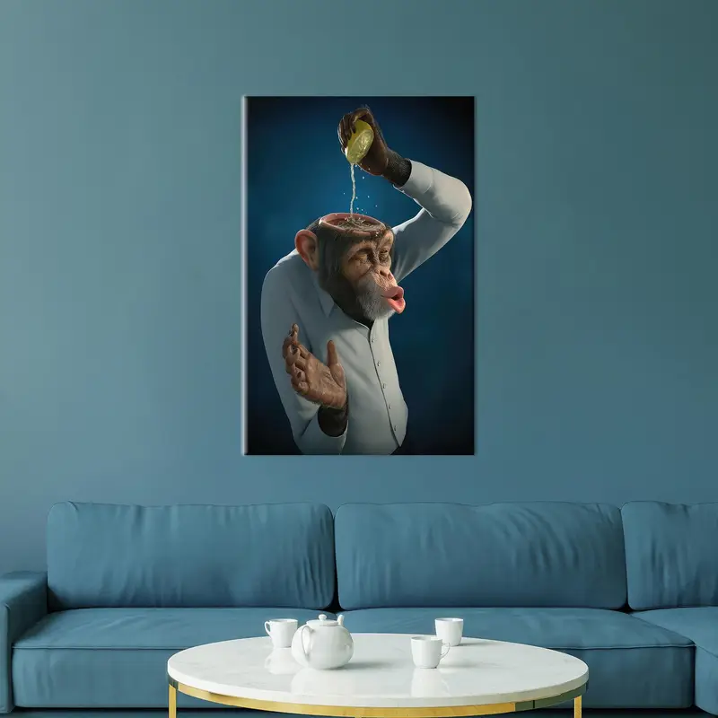 Monkey Canvas Art, Funny Monkey Art, Modern Canvas Decor, Man Cave, Canvas Wall Art, Monkey Wall Art, Wall Hanging Art, Monkey Lover Gift - 3