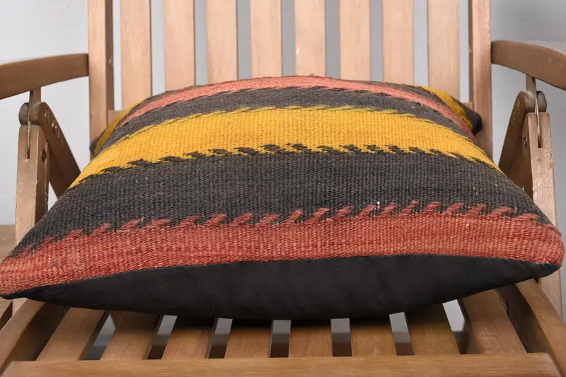 Aesthetic Pillow Case, Pillow Sham, Boho Pillow, 18x18 Yellow Cushion Case, Comfy Throw Cushion Case, Kilim Pillow, Gift Pillow, Seat Pillow - 5