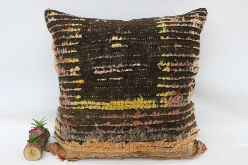 32x32 Brown Pillow Cover, Nautical Throw Pillow, Anatolian Cushion Cover, Pillow for Couch, Kilim Pillow Cover, Home Decor Pillow, Cushion Cover - 1