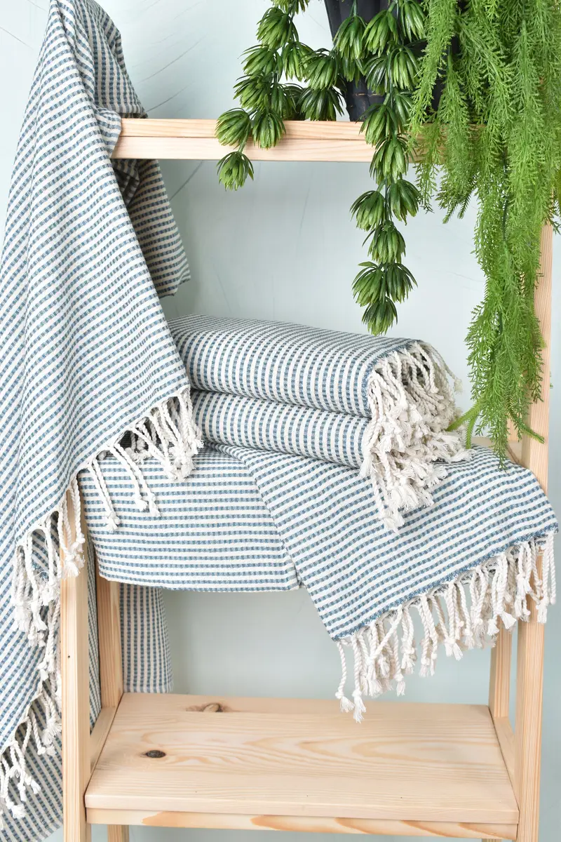 Lightweight towel, 70x40 Cotton Striped Towel, Antibacterial Turkish peshtemal towel, Gift For Her, Boyfriend Christmas Gift, Custom Towel - 6