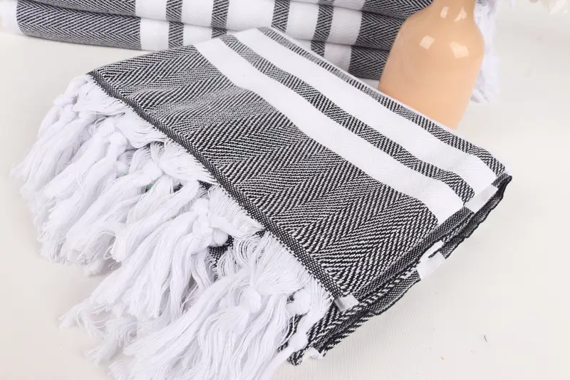 Bachelor Gift, 68x36 Cotton Chevron Towel, Turkish Towel USA, Fringed Turkish towel for poolside, Travel Towel, Housewarming Gift, Home Decor Gifts - 5