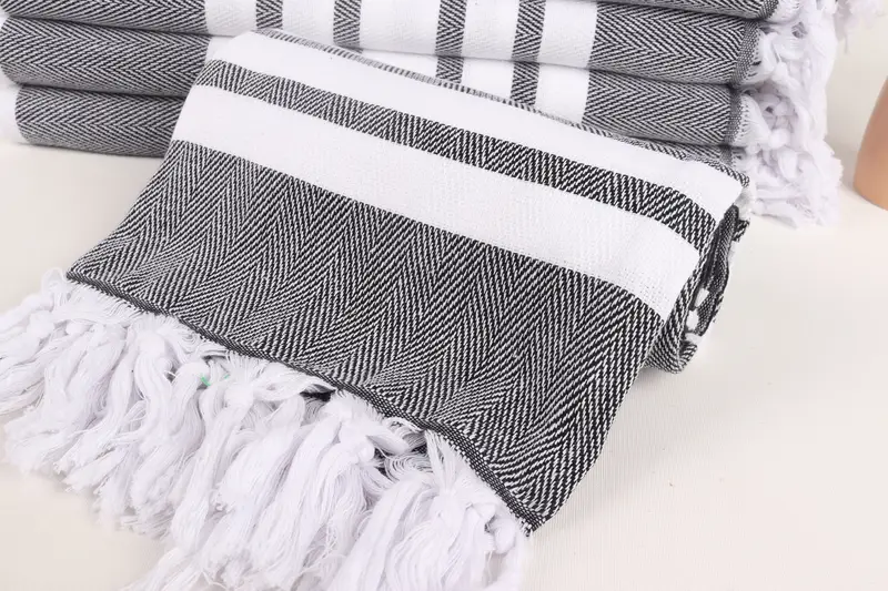 Bachelor Gift, 68x36 Cotton Chevron Towel, Turkish Towel USA, Fringed Turkish towel for poolside, Travel Towel, Housewarming Gift, Home Decor Gifts - 4