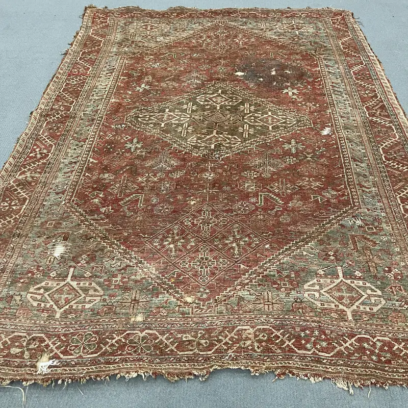 Vintage Rug, 7.1x9.9 ft Oversize Rug, Red Floral Wool Turkish Rug - 1