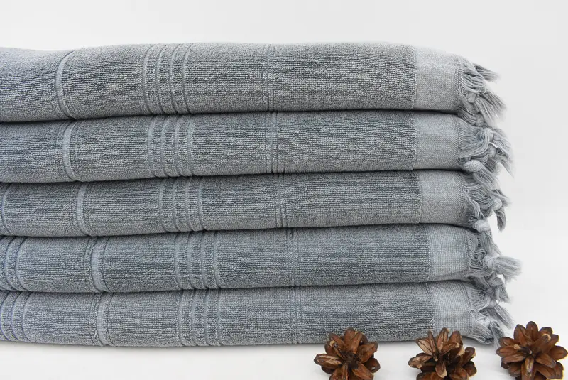 Personalized Wedding Gift, Bridal Party Gifts, Fouta towel, 70x36 Cotton Striped Terry Towel, Peshtemal Towel, Handmade Turkish hammam towel - 2