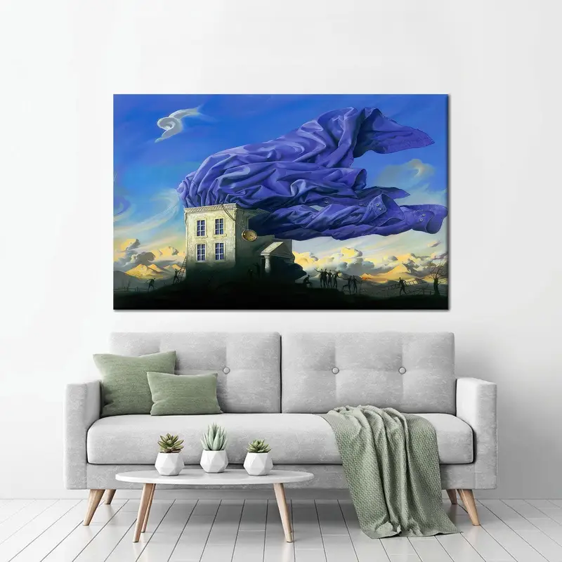 抽象的なブルーのシュールなキャンバス: トレンディなプリントウォールアート