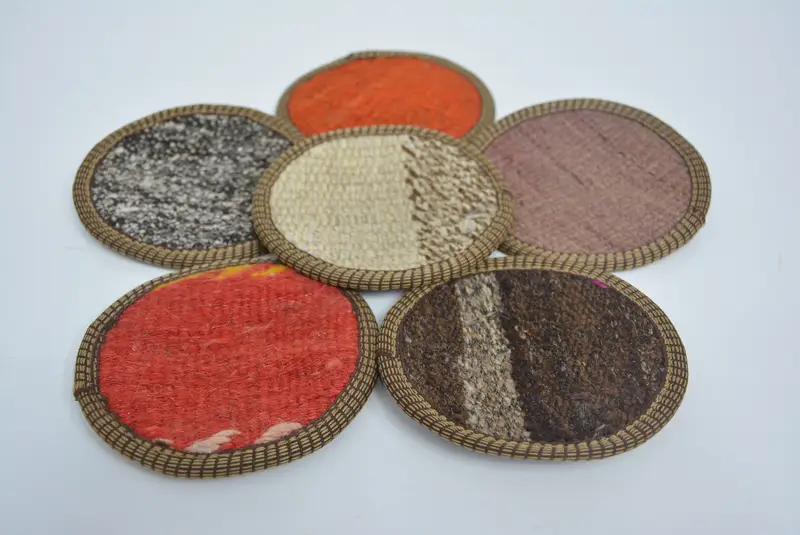 Bohemian Round Coaster, Red and Brown Ethnic Coaster