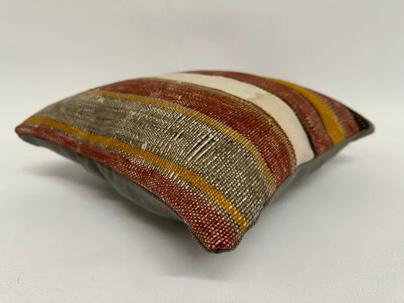 Vintage Kilim Throw Pillow, Antique Pillows, Pillow Cover, Nomadic Pillow Case, 12x12 Brown Pillow Cover, Ethnical Kilim Rug Pillow - 6