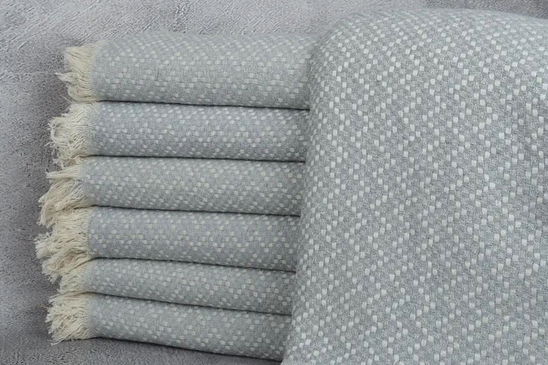 76x68 Cotton Herringbone Towel, Turkish Blanket, Custom Shower Curtain, Gift For Mom, Woven Throw Blanket, Family Gift Basket, Monogram Blanket - 1