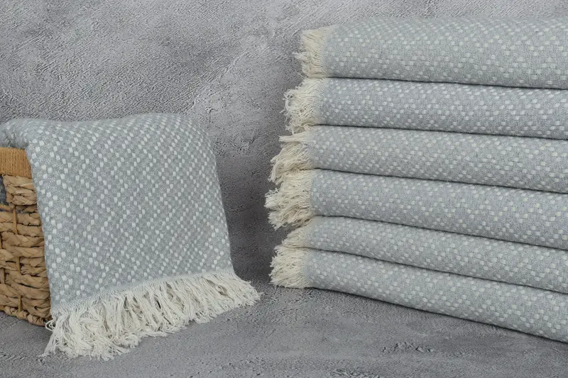 76x68 Cotton Herringbone Towel, Turkish Blanket, Custom Shower Curtain, Gift For Mom, Woven Throw Blanket, Family Gift Basket, Monogram Blanket - 3
