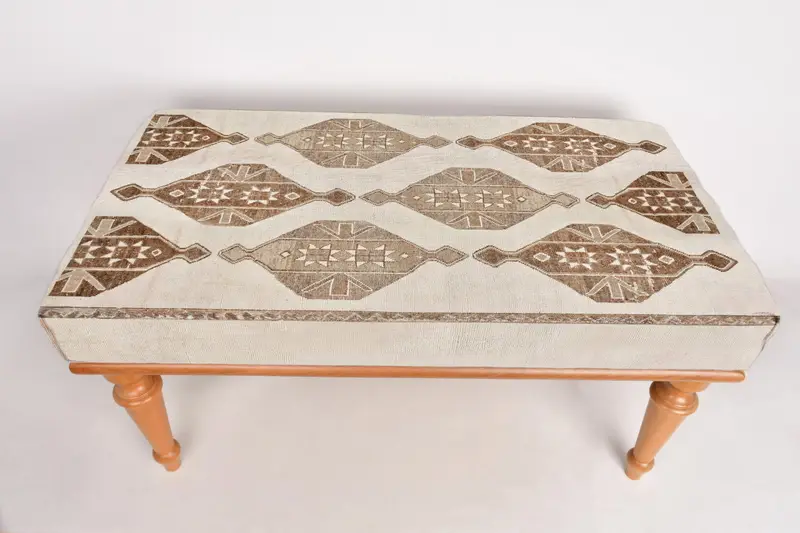 Modular Kilim-Inspired Ottoman, Brown & Beige Wool Blend Sofa Set