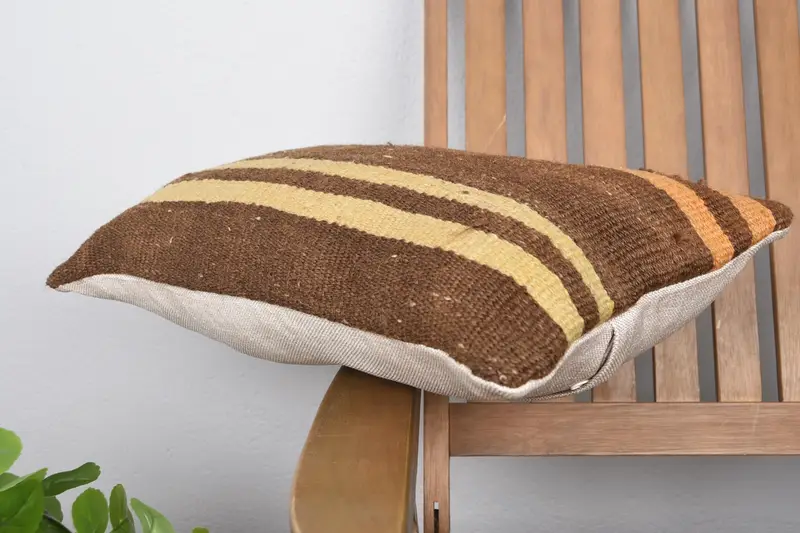 12x20 Brown Cushion Case, Custom Pillow Sham, Interior Designer Pillow, Cushion Cover, Kilim Cushion Sham, Vintage Kilim Throw Pillow - 6