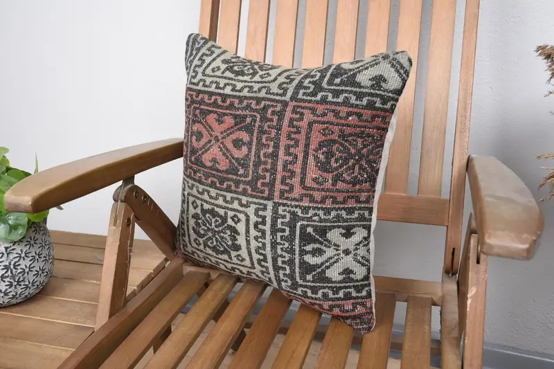 Bright Pillow Case, Kilim Pillow Cover, Boho Pillow Sham Cover, Luxury Pillow Sham, 16x16 Gray Pillow Sham, Turkish Pillow, Pillow Sham - 3