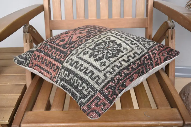 Bright Pillow Case, Kilim Pillow Cover, Boho Pillow Sham Cover, Luxury Pillow Sham, 16x16 Gray Pillow Sham, Turkish Pillow, Pillow Sham - 4