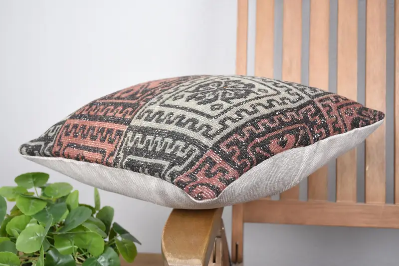 Bright Pillow Case, Kilim Pillow Cover, Boho Pillow Sham Cover, Luxury Pillow Sham, 16x16 Gray Pillow Sham, Turkish Pillow, Pillow Sham - 6