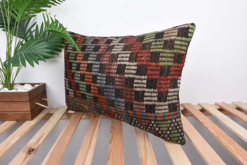 Interior Designer Pillow, Kilim Pillow Cover, Decorative Bolster Pillow, Pillow for Sofa, Bolster Cushion Cover, 16x24 Orange Pillow, Pillow Cover - 5