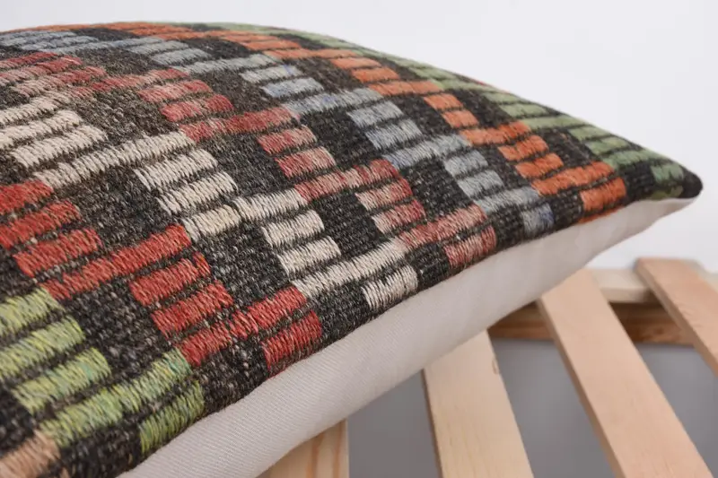 Interior Designer Pillow, Kilim Pillow Cover, Decorative Bolster Pillow, Pillow for Sofa, Bolster Cushion Cover, 16x24 Orange Pillow, Pillow Cover - 7