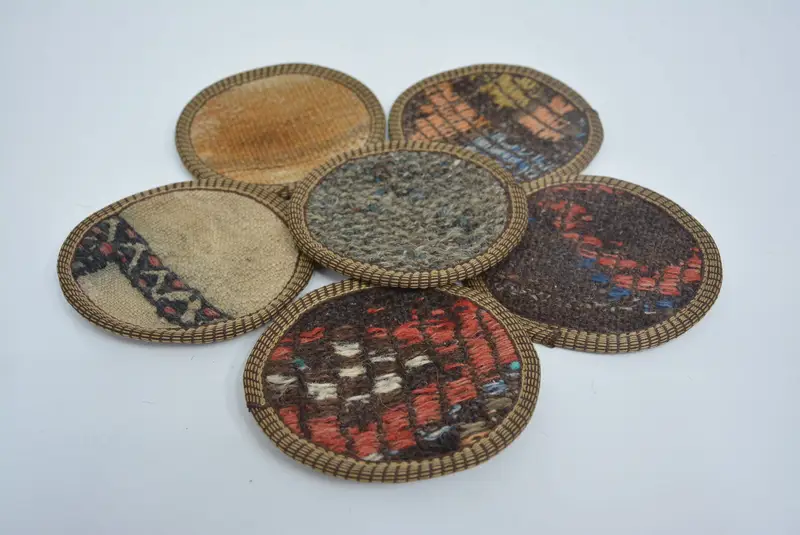 Posavasos redondo bohemio, posavasos étnico rojo y marrón