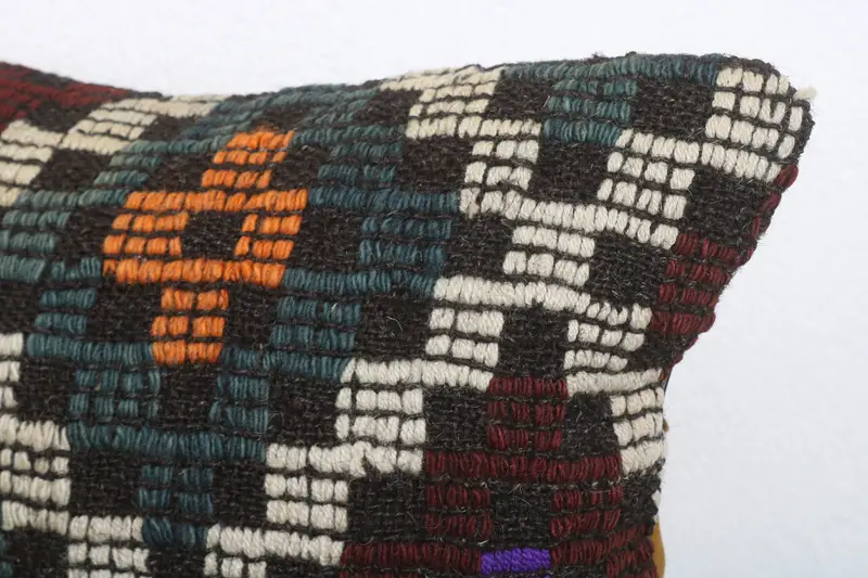 Ethnical Kilim Rug Pillow, Gift Pillow, 12x20 Green Cushion Case, Pillow Case, Kilim Pillow Cover, Turkish Rugs Pillow Case, Handwoven Pillow Cover - 5