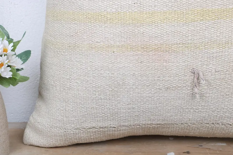 Turkish Bench Cushion Case, Kilim Pillow Cover, Pillow, 20x20 Beige Cushion, Boho Pillow, Pillow for Couch, Pattern Throw Cushion Cover - 3