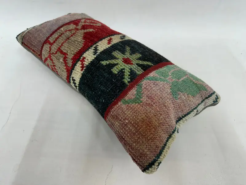 Red & Black Patchwork Pillow, 10x20 Inches Handmade Decorative Pillow - 6