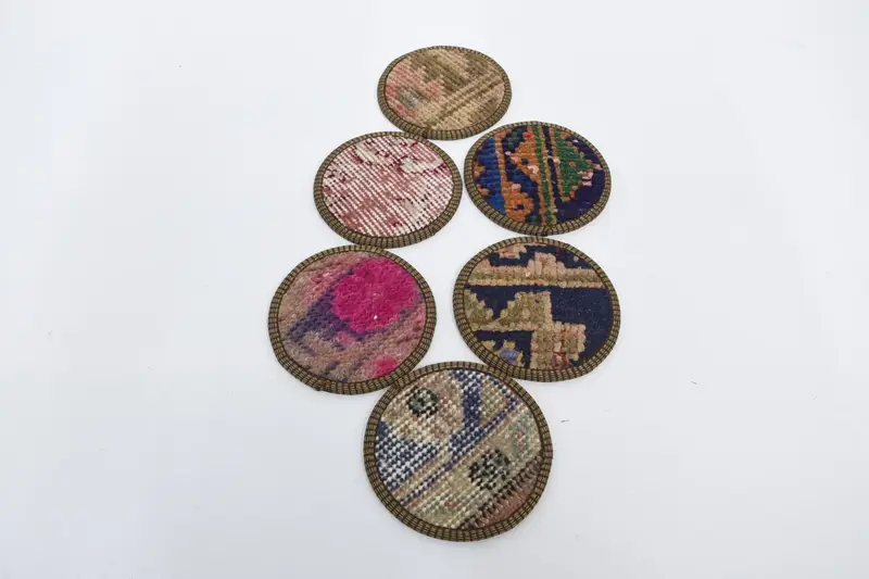 Pink and Bronze Kilim Coaster, Unique and Stylish Coaster