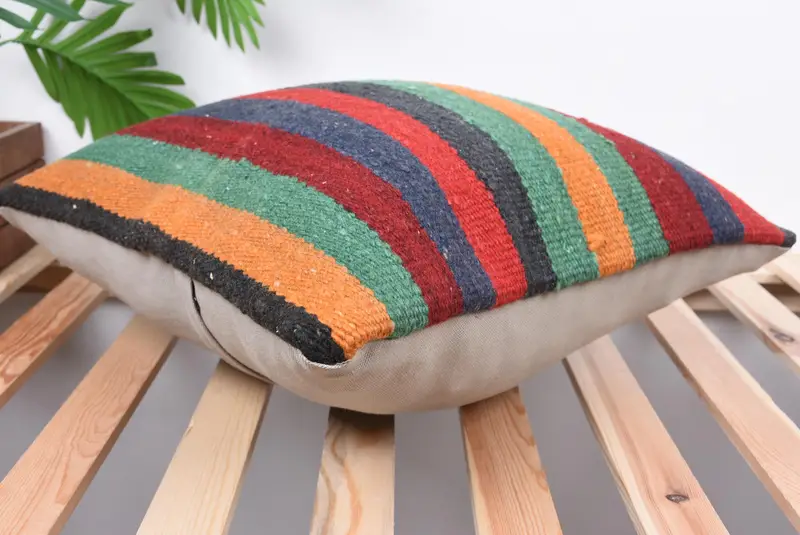 Vintage Kilim Throw Pillow, Living Room Throw Pillow Sham, Kilim Pillow, Handmade Kilim Cushion, 18x18 Red Pillow, Cushion Case, Bed Pillow Case - 6