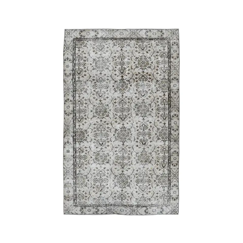 5.3x8.5 ft Large Turkish Rug, Vintage Rug, Gray Black Floral Wool Rug - 1